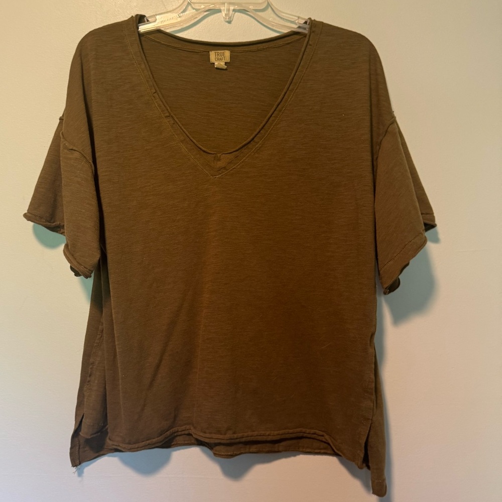 True Craft Khaki V-Neck Tunic Top